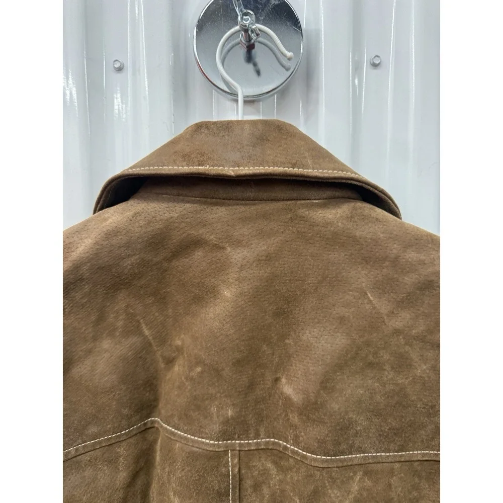 Vintage Luis Alvear Barcelona Genuine Leather Jacket Mens XL Lightweight‎ Brown